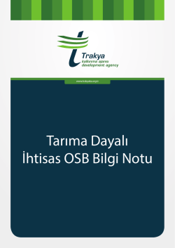 Tarıma Dayalı İhtisas OSB Bilgi Notu