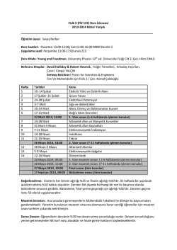 Fizik II (FİZ 122) Ders İzlencesi 2013