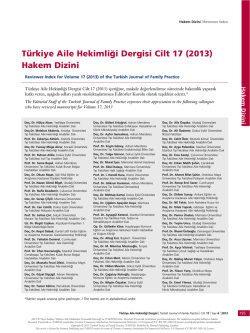 (2013) Hakem Dizini - T&uuml;rkiye Aile Hekimliği Dergisi