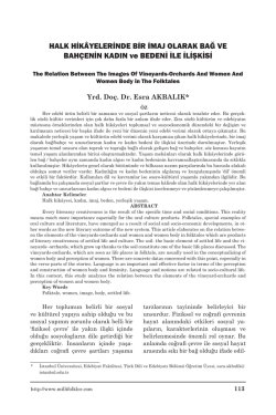 HALK HİK&Acirc;YELERİNDE BİR İMAJ OLARAK BAĞ VE