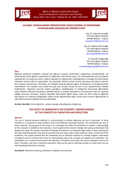 Makale - Eğitim ve &Ouml;ğretim Araştırmaları Dergisi