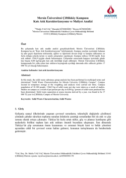 Mersin &Uuml;niversitesi &Ccedil;iftlikk&ouml;y Kampusu Katı Atık Karakterizasyonu