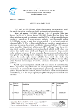 Sayı Nevi ve Markası &Ouml;zellikleri KDV % Muhammen bedeli 1
