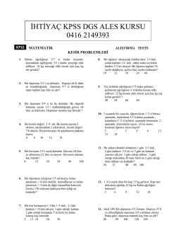 İHTİYAÇ KPSS DGS ALES KURSU 0416 2149393