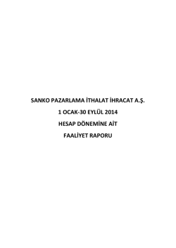Eyl&uuml;l 2014 Ara D&ouml;nem Faaliyet Raporu