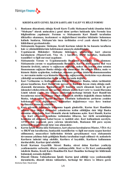Kredi Kartı GİŞ ve Talep ve Bilgi Formu