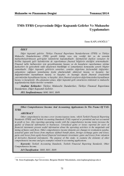TMS-TFRS &Ccedil;er&ccedil;evesinde Diğer Kapsamlı Gelirler Ve Muhasebe