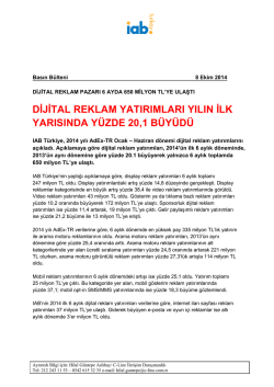 dijital reklam yatırımları yılın ilk yarısında yüzde 20,1