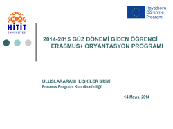 Toplantı sunumu i&ccedil;in tıklayınız. - Hitit &Uuml;niversitesi Uluslararası