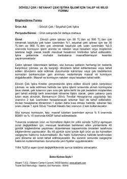 D&ouml;vizli &Ccedil;ek Seyahat &Ccedil;eki İştira İşlemi Bilgi ve Talep Formu