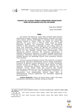 Yabancı Dil Olarak Türkçe Öğretimini Hedefleyen
