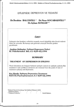 EPİLEPSİDE DEPRESYON VE TEDAVİSİ Dr.İbrahim BALCIOĞLU