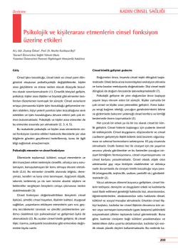 Psikolojik ve kişilerarası etmenlerin cinsel fonksiyon