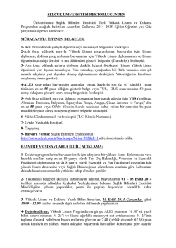 SEL&Ccedil;UK &Uuml;NİVERSİTESİ REKT&Ouml;RL&Uuml;Ğ&Uuml;NDEN