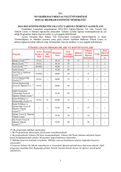 Kontenjanlar - Nevşehir Hacı Bektaş Veli Üniversitesi