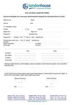 2014 YAZ OKULU BAŞVURU FORMU Kayıt