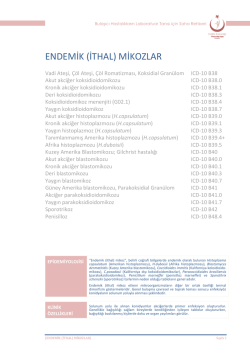 Endemik (ithal) mikozlar - T&uuml;rkiye Halk Sağlığı Kurumu