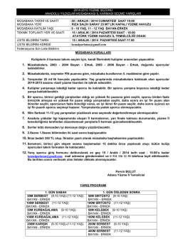 Anadolu Yıldızlar il se&ccedil;me yarışması reğlemanı 2014