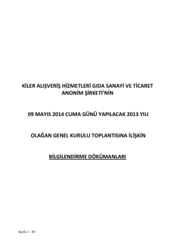 2013 yılı Olağan Genel Kurul Bilgilendirme D&ouml;k&uuml;manı