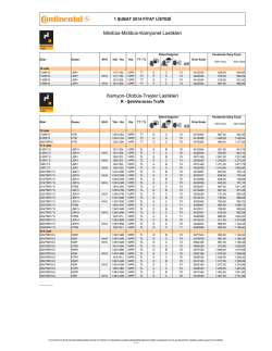 Continental Kamyon Listesi 1 ŞUBAT 2014