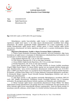 T.C. SAĞLIK BAKANLIĞI Sağlık Hizmetleri Genel M&uuml;d&uuml;rl&uuml;ğ&uuml; Sayı