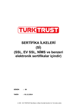 SERTİFİKA İLKELERİ (Sİ) (SSL, EV SSL, NİMS ve