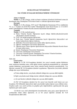 DUMLUPINAR &Uuml;NİVERSİTESİ İLK Y&Uuml;ZDE ON BAŞARI