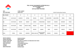 Ders Saatleri 1 2 3 4 5 6 7 8 9 &Ouml;ZEL KOCAELİ BAH&Ccedil;EŞEHİR