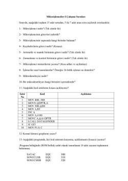 Mikroişlemciler-I &Ccedil;alışma Soruları Sınavda