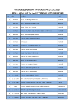 2015 Yılı Faaliyet Programı