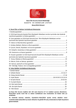 Nisan 2014 Resmi İlan ve Reklam Verilebilecek Mevkuteler Listesini