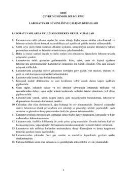 &ccedil;evre m&uuml;hendisliği b&ouml;l&uuml;m&uuml; laboratuvar g&uuml;venliği ve &ccedil;alışma