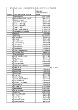 &ouml;ğr no eksik BAŞVURUSU ALINAN &Ouml;ĞRENCİ LİSTESİ 01 EYL&Uuml;L