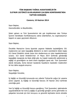 Başkanın Konuşma Metnini Görüntülemek İçin Tıklayınız