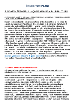 5 Günlük İSTANBUL – ÇANAKKALE – BURSA TURU
