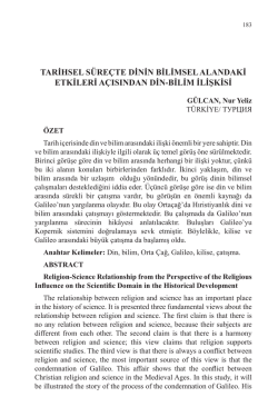 G&Uuml;LCAN, Nur Yeliz-TARİHSEL S&Uuml;RE&Ccedil;TE DİNİN BİLİMSEL