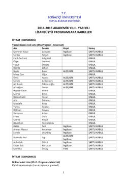 Economics - Boğazi&ccedil;i &Uuml;niversitesi