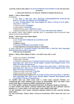 1 Açık ihale usulü ile ihale edilen 51 KALEM TEMİZLİK MALZEMESİ