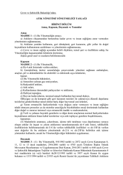 Atık Y&ouml;netimi Y&ouml;netmeliği Taslağı