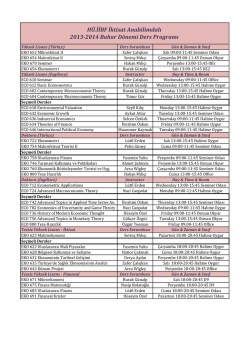 H&Uuml;.İİBF İktisat Anabilimdalı 2013-2014 Bahar D&ouml;nemi Ders Programı