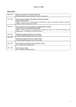 MELEK ATABEY EDUCATION 2007- 2011 Near East University