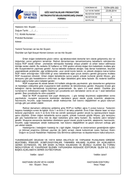 g&ouml;z hastalıkları premat&uuml;re retinopatisi bilgilendirilmiş onam formu