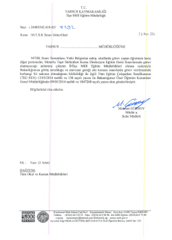 İl&ccedil;e Milli Eğitim M&uuml;d&uuml;rl&uuml;ğ&uuml; Yazısı - tarsus il&ccedil;e mill&icirc; eğitim m&uuml;d&uuml;rl&uuml;ğ&uuml;