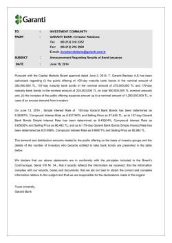 TO : INVESTMENT COMMUNITY FROM