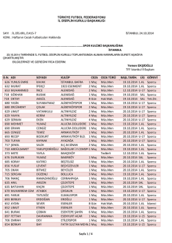 7.hafta cezalılar listesi - T.F.F. İstanbul İl Başkanlığı