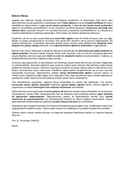 Dekanın Mesajı - Fen-Edebiyat Fak&uuml;ltesi
