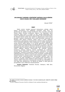 Anlamanın Tarihsel D&ouml;n&uuml;ş&uuml;m&uuml; Işığında Halk