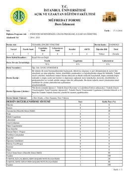 Tedarik Zinciri Y&ouml;netimi - İ&Uuml; AUZEF End&uuml;stri M&uuml;hendisliği