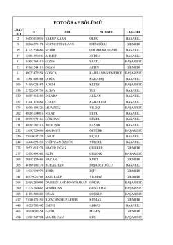 Fotoğraf B&ouml;l&uuml;m&uuml; İLK AŞAMA