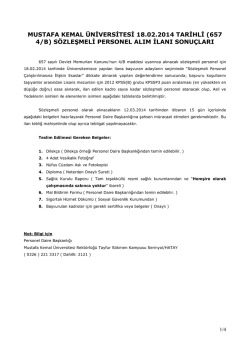 D&Ouml;NER SERMAYE - Mustafa Kemal &Uuml;niversitesi
